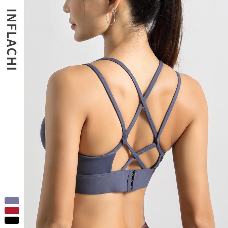 

Women Sexy Sport Bra Crop Top Running Fitness Clothing Yoga Gym Bra Padded Push Up Sports High Impact Support Tops, Red