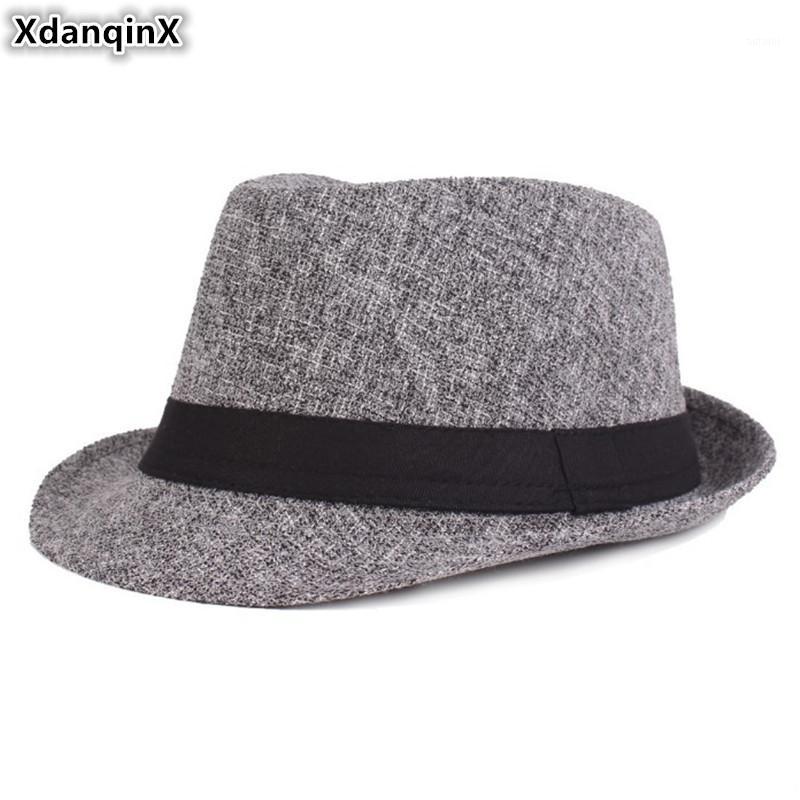

XdanqinX Autumn Winter Men's Fedoras Simple Fashion Jazz Hats Elegant Women's Sun Visor Hat New Style Trend Hip Hop Cap For Men1, Black