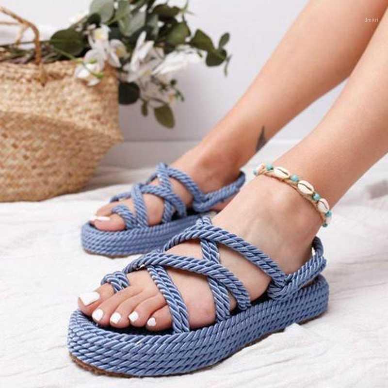 

Summer Casual Sandals Flip Flops 2020 New Summer Fashion Rome Slip-On Breathable Non-slip Shoes Casual Wedge Sandals1, Blue