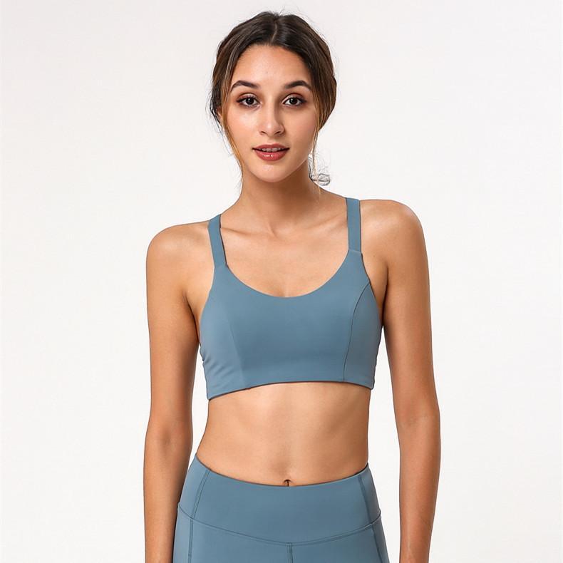 

2020 Europe And America New Style Bare Sense Yoga Sports Bra Beauty Back -resistant Sports Underwear Fitness Brassie1, Dark purple