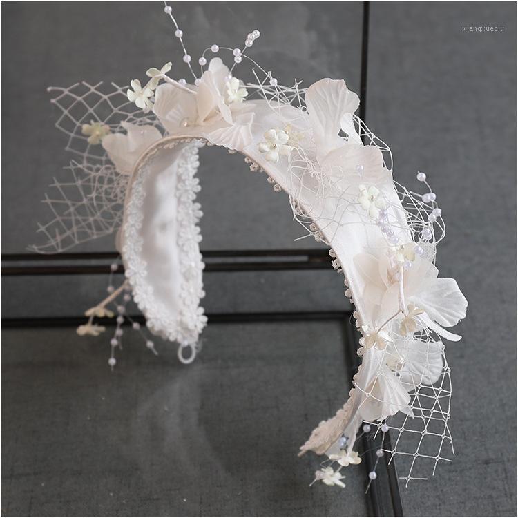 

Silk Fabrics Hair Band Headdress Vintage European Bridal Women Party Flower Ornament Clips & Barrettes, Golden;silver
