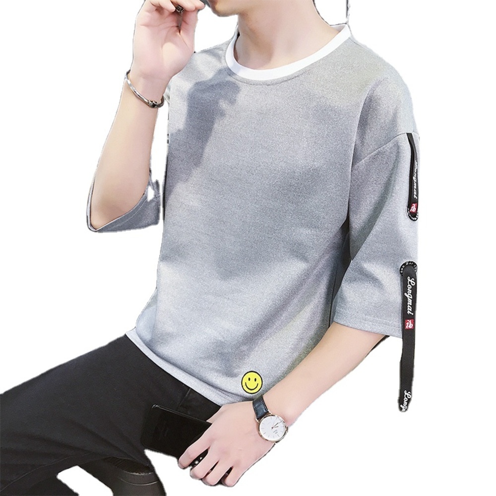 

European and American fashion men's round neck casual hoodie, White