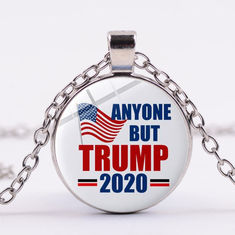 

Trump 2020 Usa Flag Necklace Keep America Great More Work to Do Re-elect Trump 3d Print Glass Pendant Super Fans Jewelry