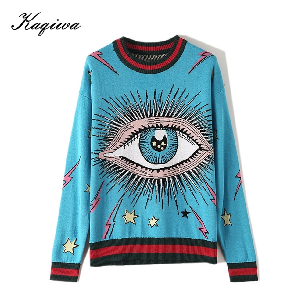 2020 Automne Pulls à manches longues de haute qualité Angleterre Style O-Cou Pull en vrac Eye Jacquard Weave Femmes Chandails LJ200818