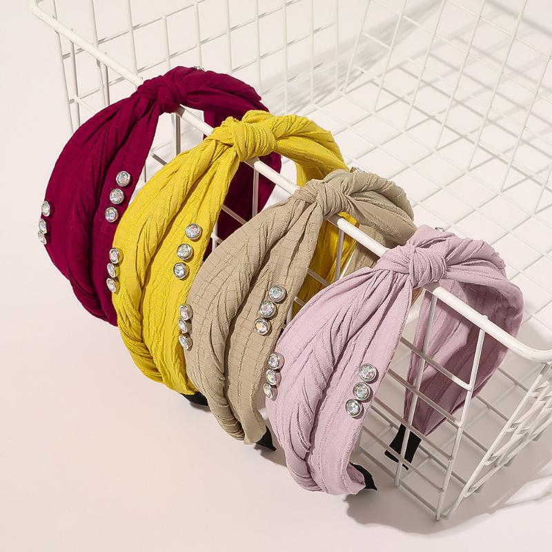 

New Fashion Women Crystal Headband Turban Rhinestone Hair Hoop Girls Solid Autumn Winter Hairband Hair Accessories