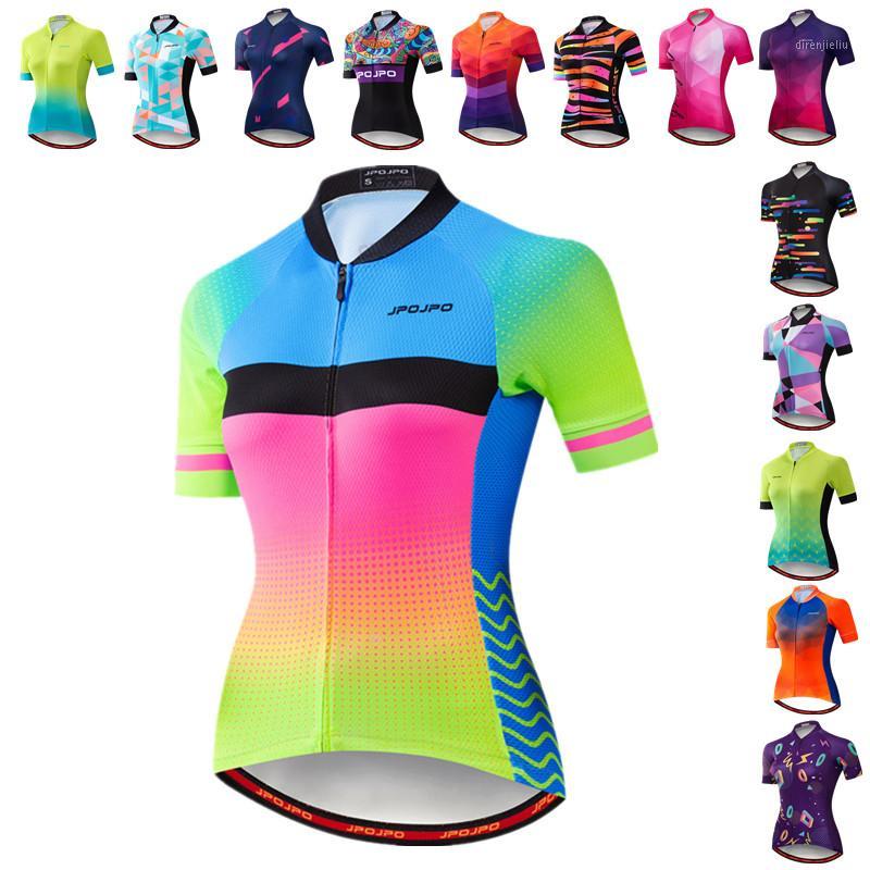 

JPOJPO Women' Cycling Jersey Summer MTB Bike Jersey Shirt Mountain Road Bicycle Tops Team Cycling Wear Mujer1, Style 17