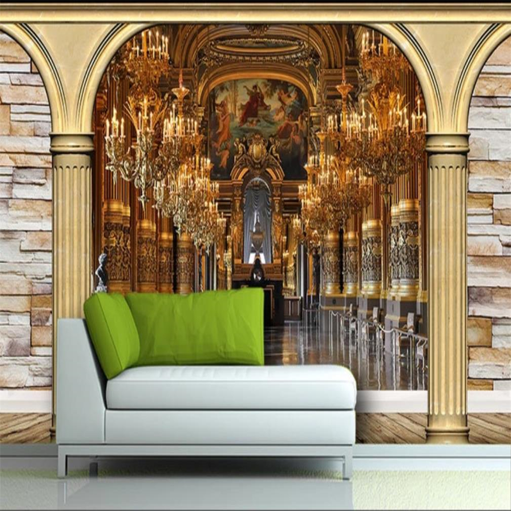 

3d murals wallpaper for living room living style wallpaper High-end 3D European background wall, Gold