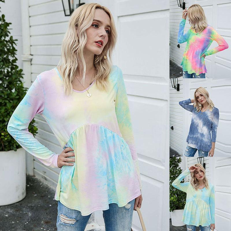

Women Sportswear Yoga Shirts Tie Dye Gym Sweater Girl Cute Sports Top Outdoor Running Wear Indoor Sportswear S- Quick Dry