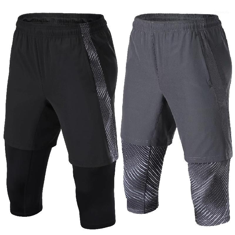 

Gym Shorts Men 3/4 Zipper Pocket Fitness Sweatpants Hiking Basketball Sports Jogging Trousers Football Soccer Training Shorts1, Black