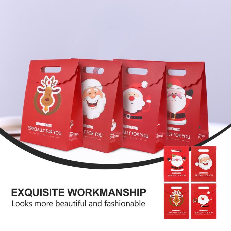 

12Pcs Christmas Candy Paper Bags Portable Santa Clause Pattern Gift Bags