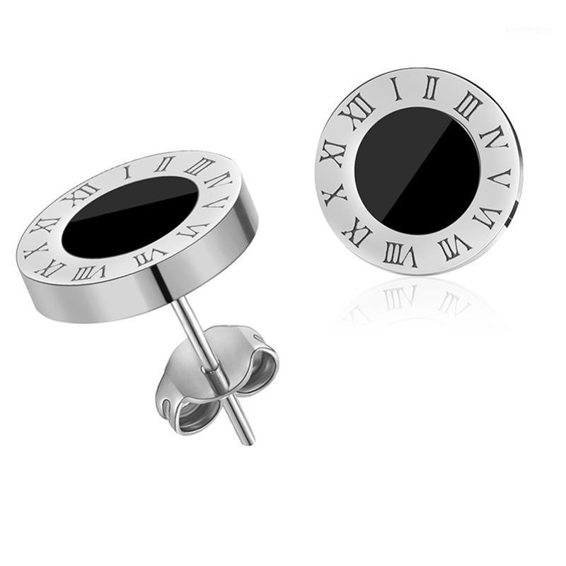 

Stud Fashion Luxury Roman Numerals Earrings For Women Stainless Steel Small 2022 Trend Female Jewelry Accessories Gifts, Golden;silver
