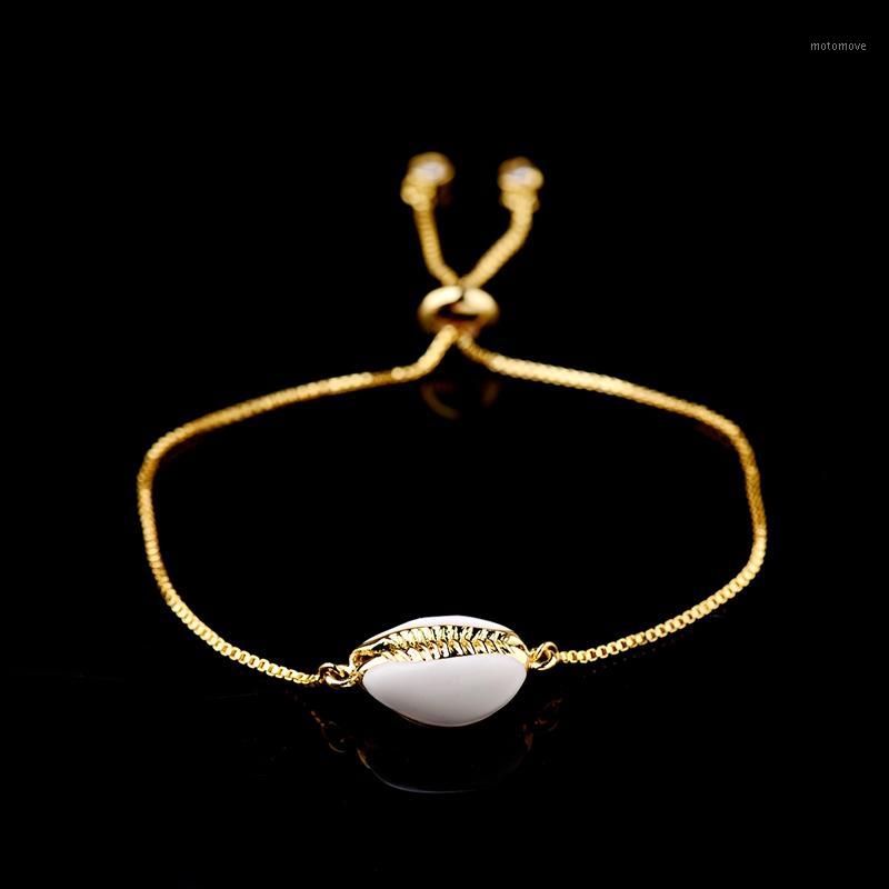 

Classic Shell Gold Color Bracelets&Bangles Copper Charm Beaded Braided Bracelet Male Jewelry Pulseira1