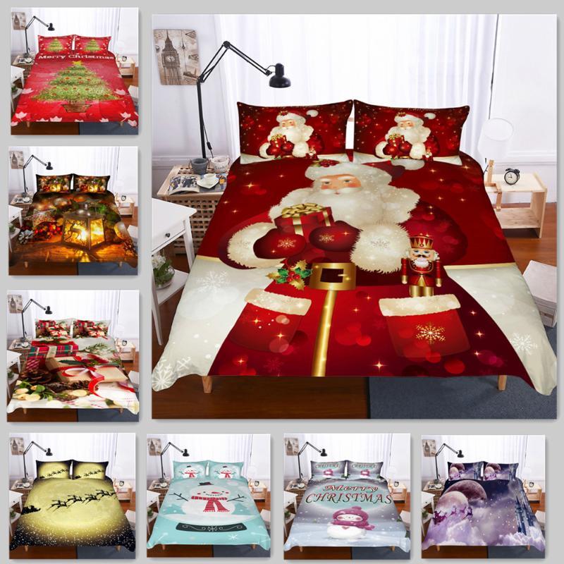 

Christmas Bedding King Size Queen Bed Set Duvet Cover Set 100% Polyester Santa Claus Printed for Children1, Christmas style13