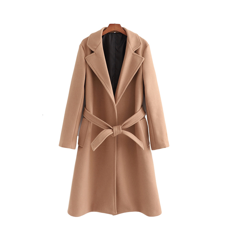 

2021 New Elegantes De  Moda Senhoras Bolso Outercoat Streetwear Feminino Faixas Causais Solto Casaco Meninas Chique Mll3, Brown