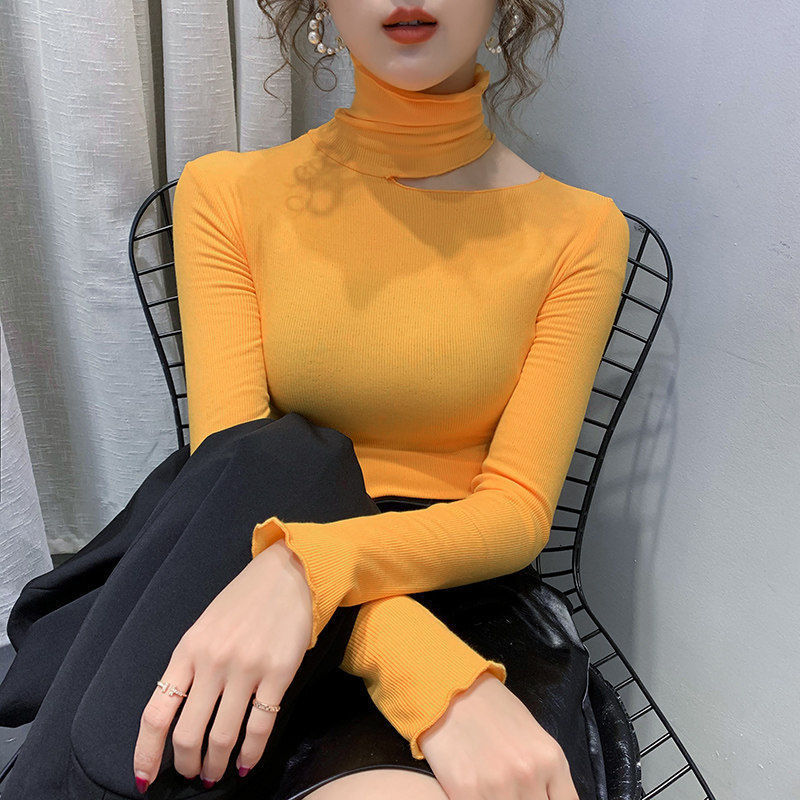 

2021 Stack Yourself Turtleneck for Woman Autumn and Winter New Sexy Foreign Style Thin Upper-open Fitting Should NK8X, Green