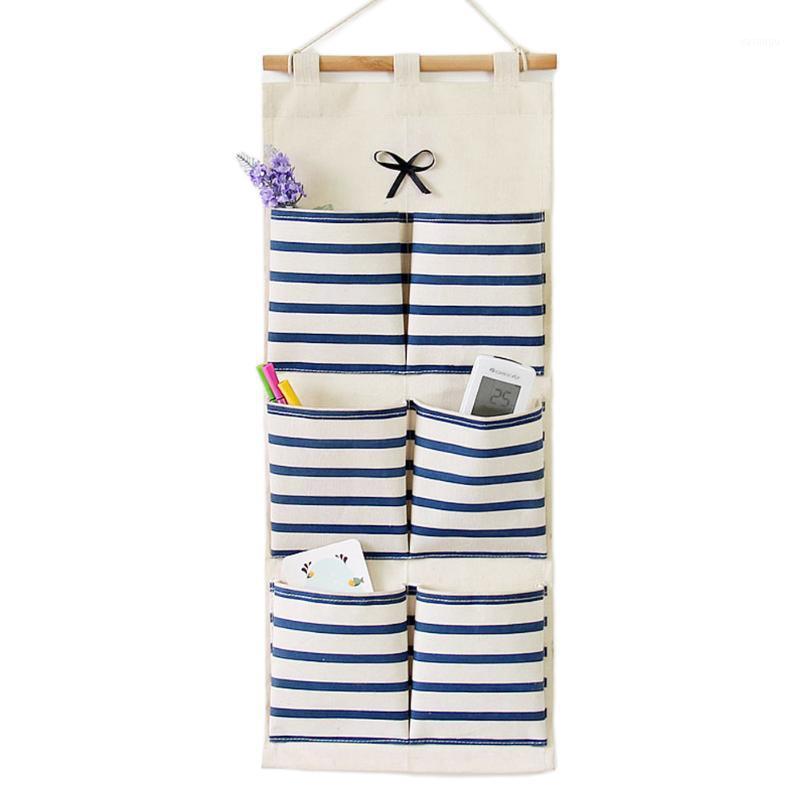 

Storage Bags 2021 Fashion Hanging 6 Pocket Wall Striped Pattern Bag Wholesale Bedroom Organization