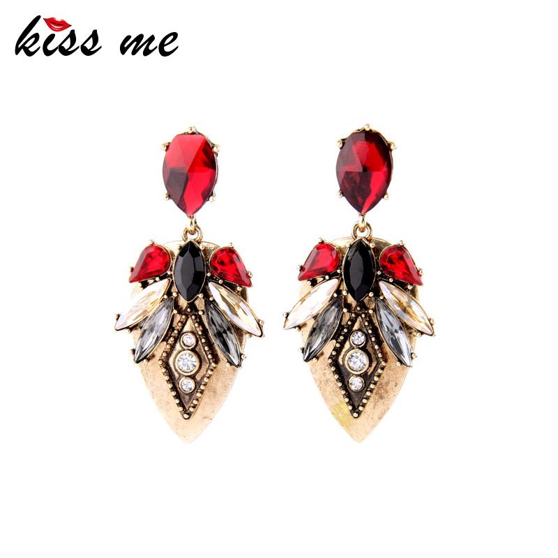

New Arrival Women Statement Jewelry Fashon Maxi Alloy Retro Crystal Drop Earrings Factory Wholesale