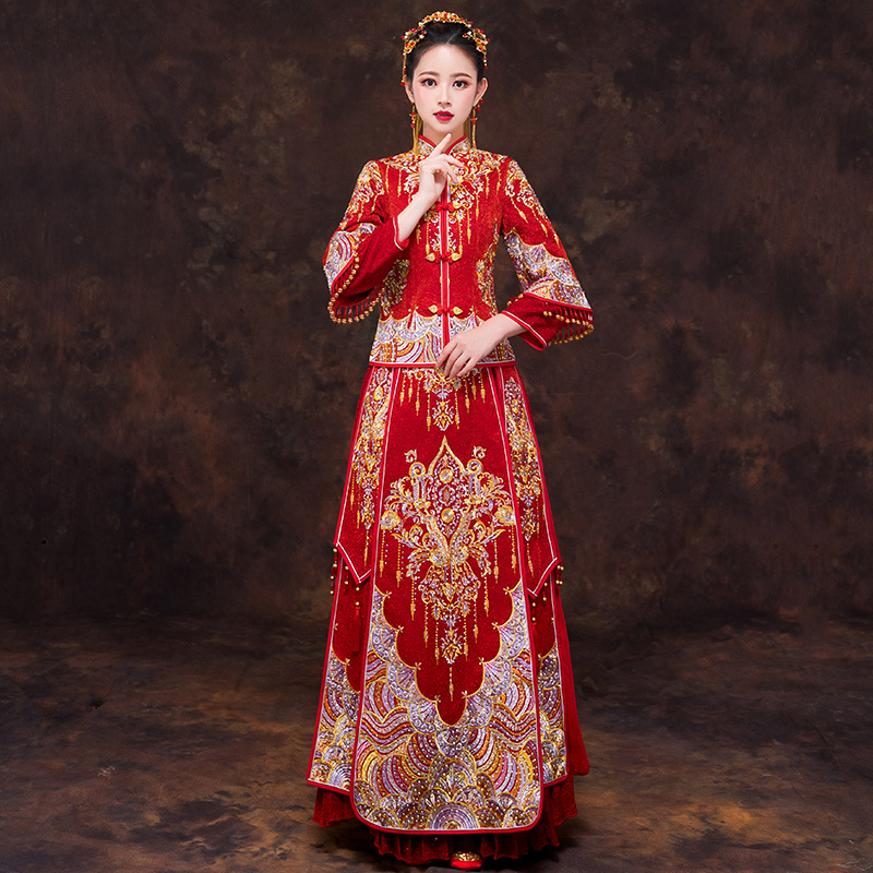 

Red Chinese-style Dresses Cheongsam Bridesmaid Party Evening Dress to Marry Qipao Vestido S-xxl Lctf