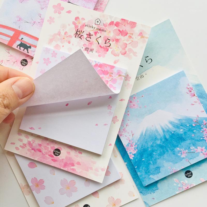 

30 Sheets Fuji Mountain Sakura Memo Pads Plan Message Writing Sticky Notes Marker Stick Label School Office Supply1