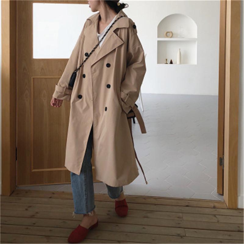 

Women Blend Coat Women Windbreaker Autumn Long Sleeve Winter Jacket Coat Patchwork Ropa Mujer Outwear Clothes 35, Khaki