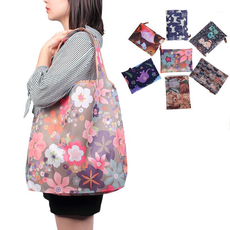 

1 x Portable folding shopping bag Oxford bags Thick bag Foldable Waterproof ripstop Shoulder Handbag Medium Size1