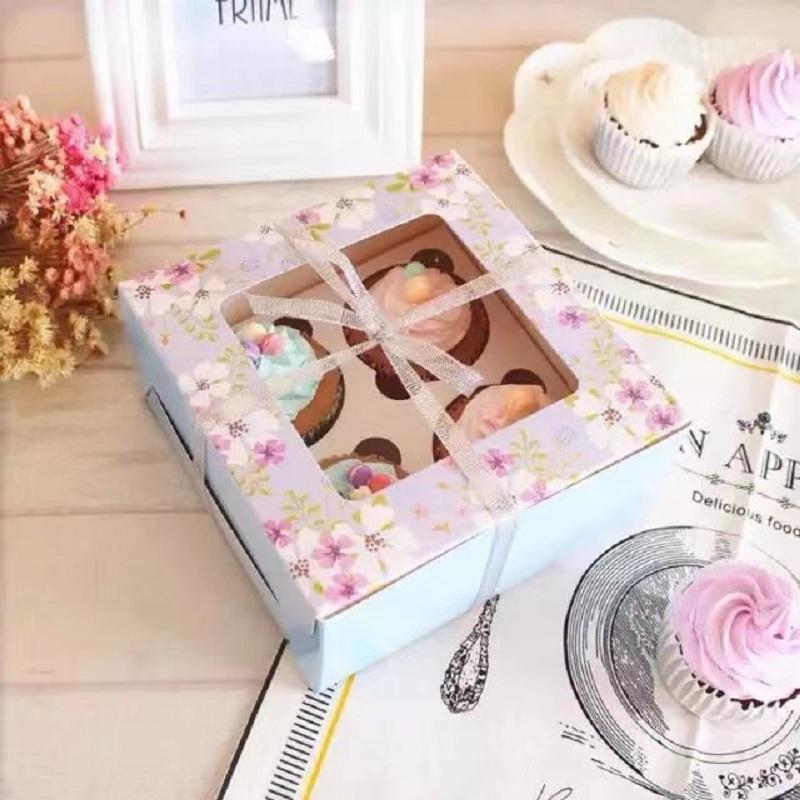 

15pcs 4 Holes Cupcake Packing Box Muffin Box Biscuit Pastry Kraft Paper Cake Chocolate Packaging Baking Decorative Tools1