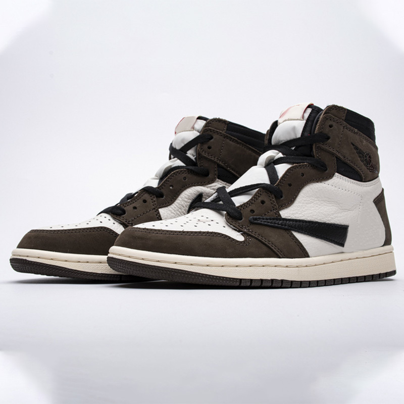 

Travis Scotts X Jumpman 1 Retro High OG Mocha Basketball Shoes CD4487-100 Men/Women Outdoor Sneakers Sports With Original Box Fast Delivery, Sail/dark mocha-university red