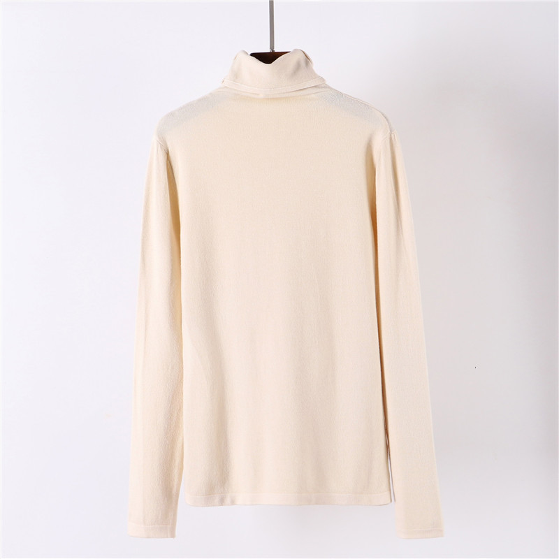 

2021 New Casual Pile Collar Spring Autumn Basic Loose Sweater Pullovers Women Long Sleeve Knit Jumper Female Turtleneck Dnvv, Apricot
