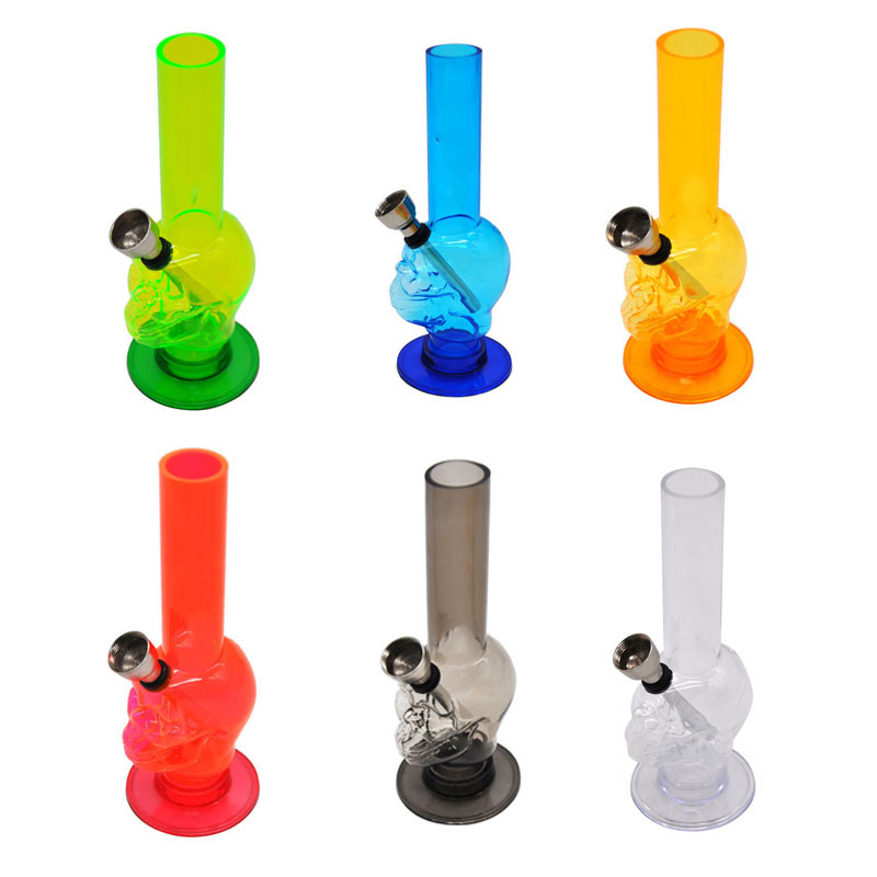 

150mm Water Smoking Pipes Hookah Skull Hookahs Multiple Colors Easy Cleaning Acrylic Tobacco Shisha Bong Smoke Tool Accessory ZL0339