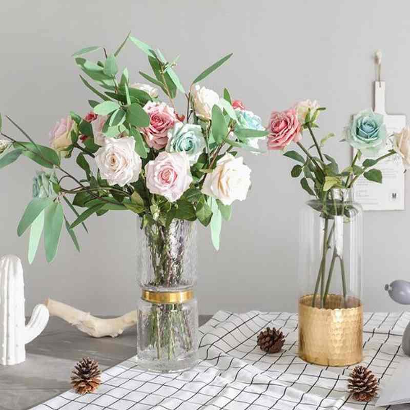 

Artificial Romance Rose Plant Fake Flower for Family Wedding Valentine's Day Decoration, Blue