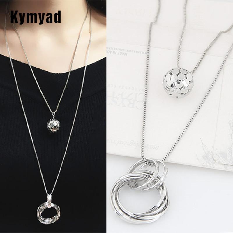 

Kymyad Korean Multi layer Necklace Women Round Circle Necklaces & Pendants Maxi Statement Necklace Collares Womens Jewelry1