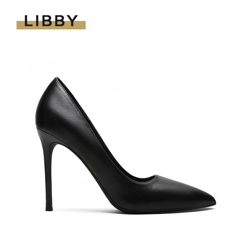

Women 10CM High Heels Shoes Women Pumps Beige Nude Thin Heels Leather Woman Shoes Sexy Pointed Toe White Wedding Party, Black