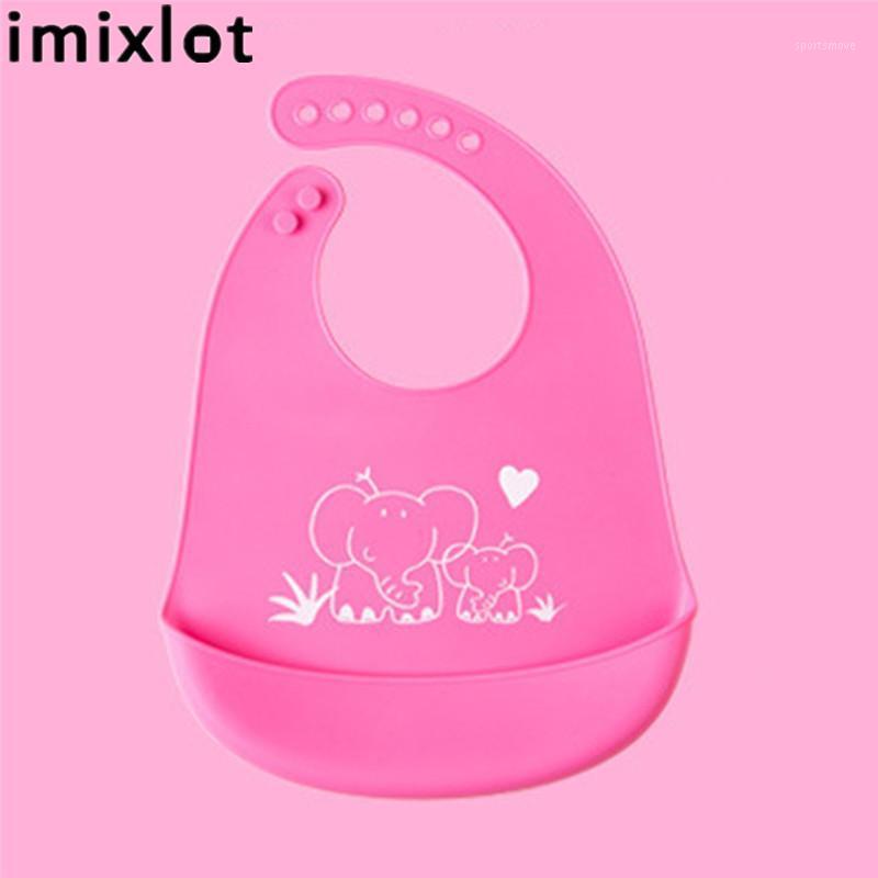 

Imixlot Children's Bib Adjustable Waterproof Soft Silicone Drool Bib Oil-proof Feeding Tools Cute Animal Print Baby Rice Pocket1