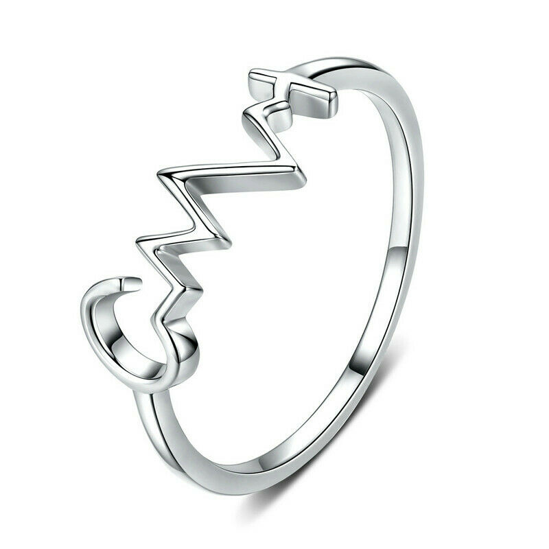 

European Women Letter Ring Girls 925 Sterling Silver Only Eternal Love Finger Rings Size 6-8