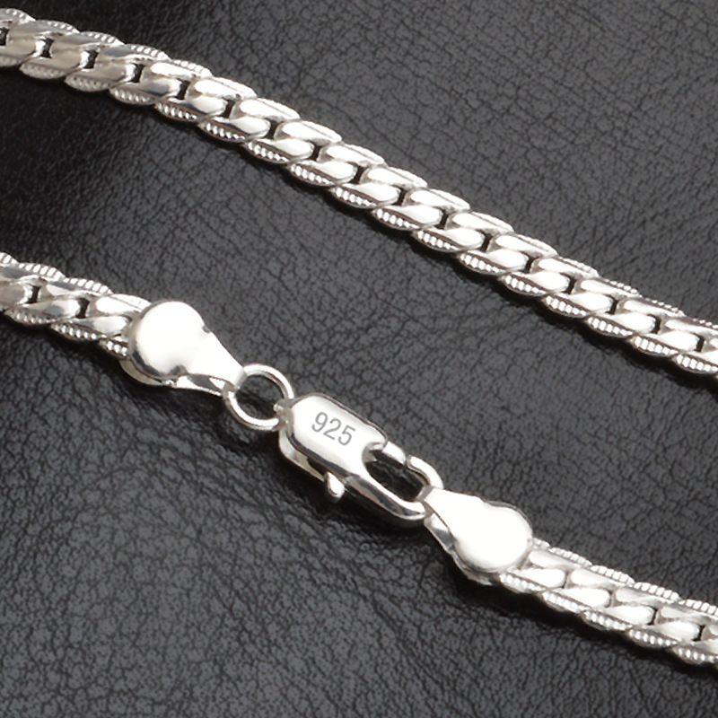 

5MM 925 sterling silver necklace Unisex Flat snake Link Chain Lobster Clasp collares necklaces for women men S-N21