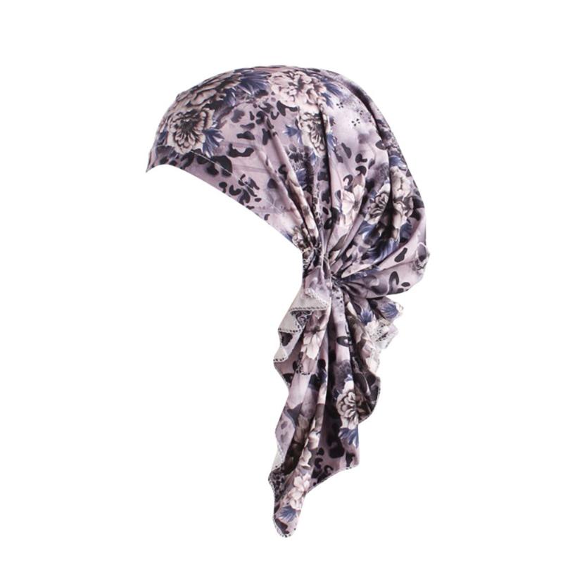 

Muslim Elastic Turban Print Long Tail Head Scarf Wrap Hat For Women, Red