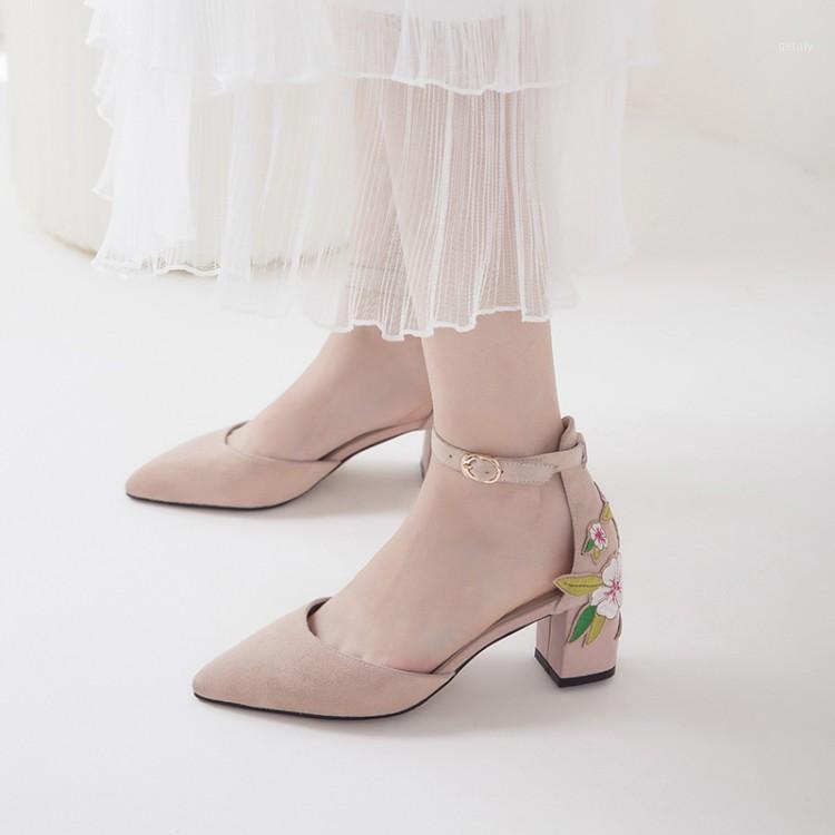 

Big Size 9 10 11 12 high heels sandals women shoes woman summer ladies Tip-toed sandals with buckles and heavy heels1, Sky blue