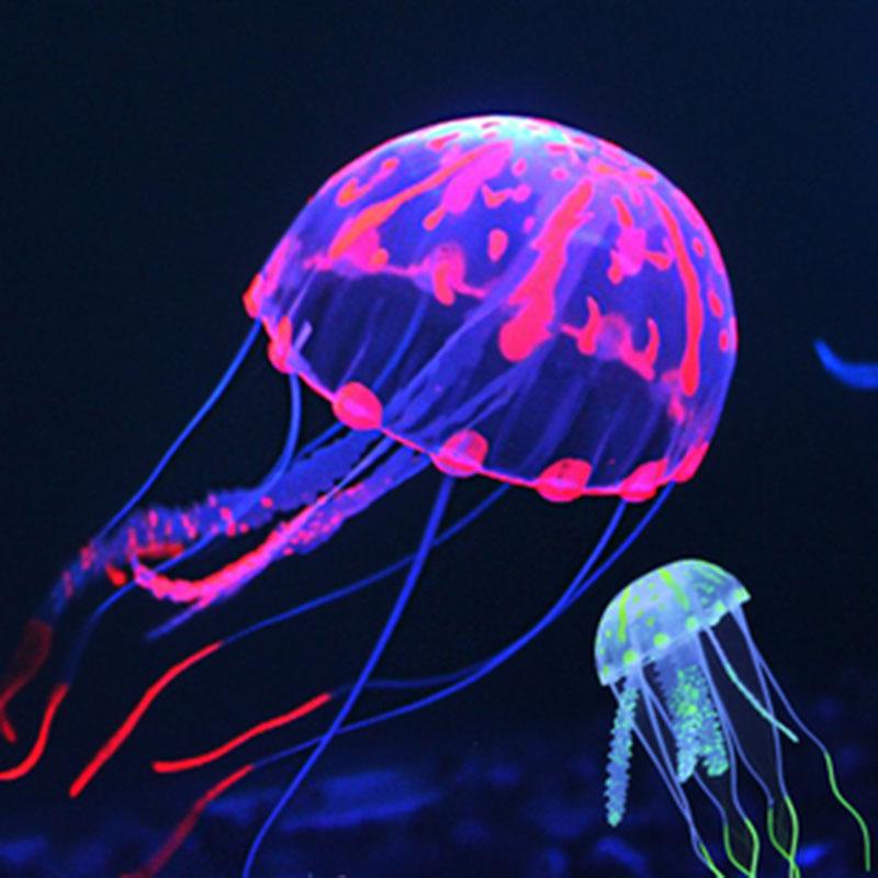 

S/M/L Glowing Effect Artificial Jellyfish Aquarium Luminous Silicone Jellyfish Ornament Fish Tank Decoration Decor