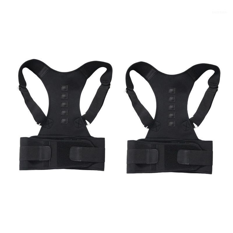 

2Pcs Magnetic Therapy Posture Corrector Shoulder Back Support Belt for Men Women - L & M1, Black