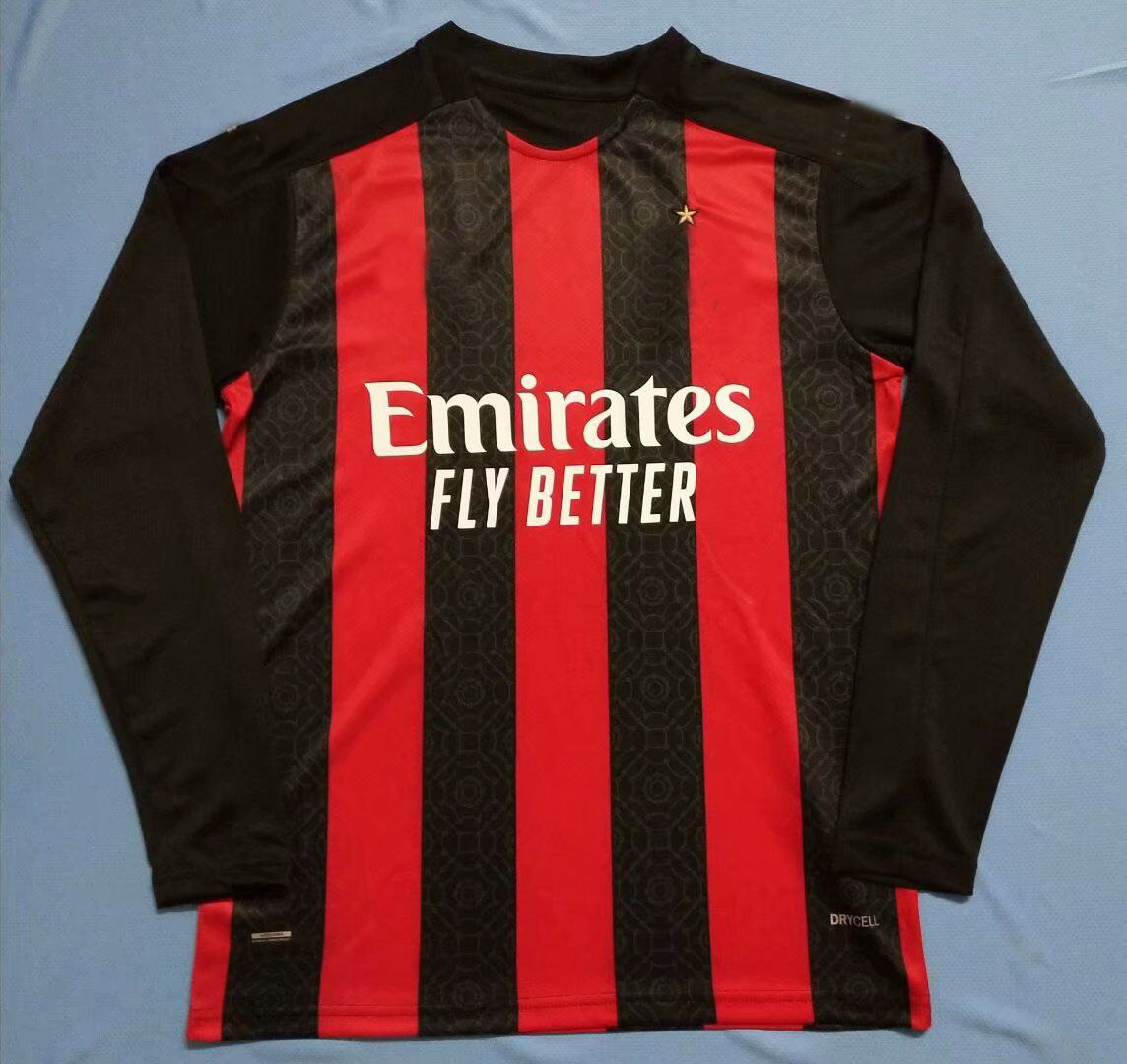 

2020 2021 AC IBRAHIMOVIC Long sleeve soccer jersey Milan Rebic Brahim Tonali THEO CALHANOGLU Dalot 20 21 football full shirt, Black;yellow