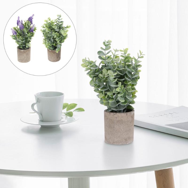 

2pcs Mini Artificial Potted Plant Bonsai Desktop Plant Bonsai Home Decoration, Assorted color
