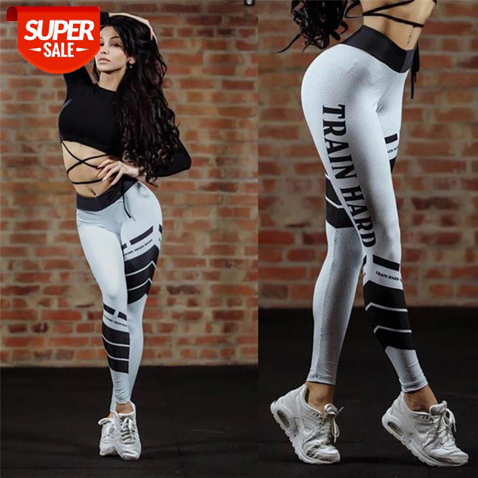 

Autumn Style Casual Female Striped Digital Printing Leggings White Fitness Sportswear Push Up High Waist Slim Leggings #vb8I, Black;white
