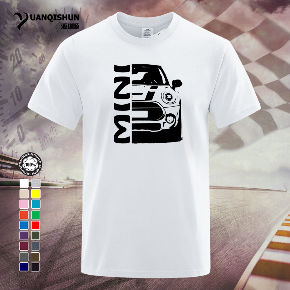 

YUANQISHUN Fashion Tee Shirt Racing Car Tshirt Mini Cooper  Rally Monte Carlo Cult Classic Car Retro T-shirt 16 Colors Cotton Top Tees 0181-T, White 1
