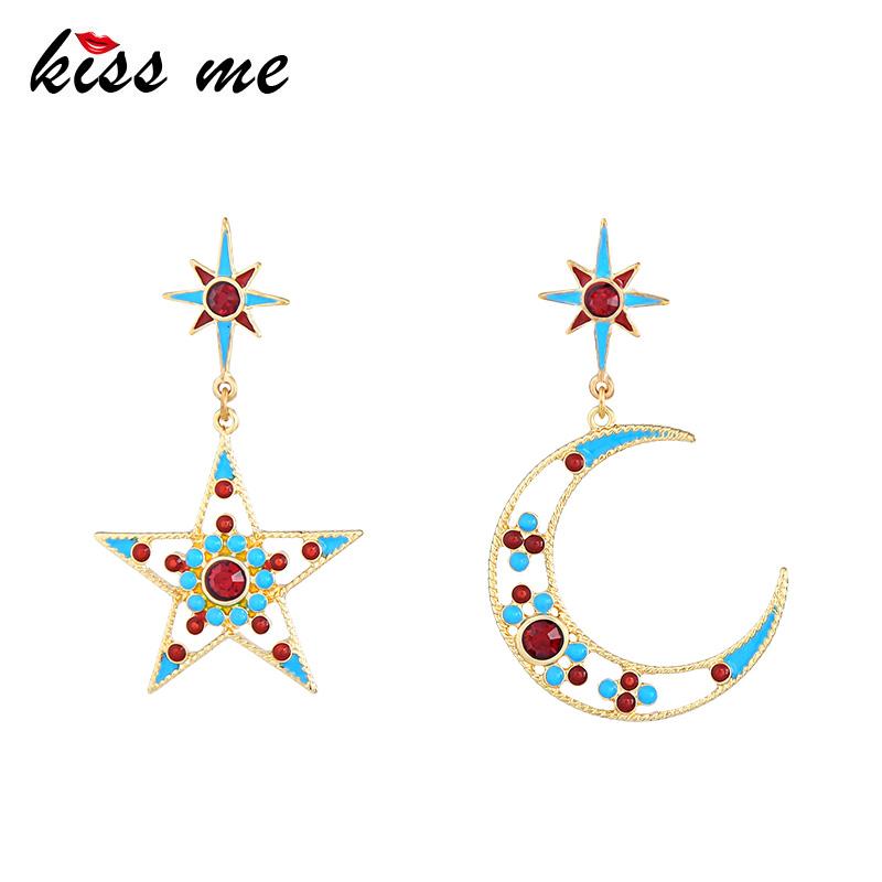 

kissme Women Star Moon Dangle Earrings 2020 New Fashion Alloy Enamel Earrings for Women Jewelry Gifts