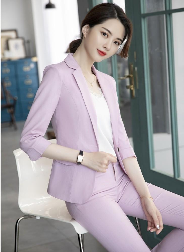 

Novelty Pink Slim Fashion Women Business Suits With Pants and Jackets Coat Styles Ladies Professional Pantsuits Trousers Set, Black