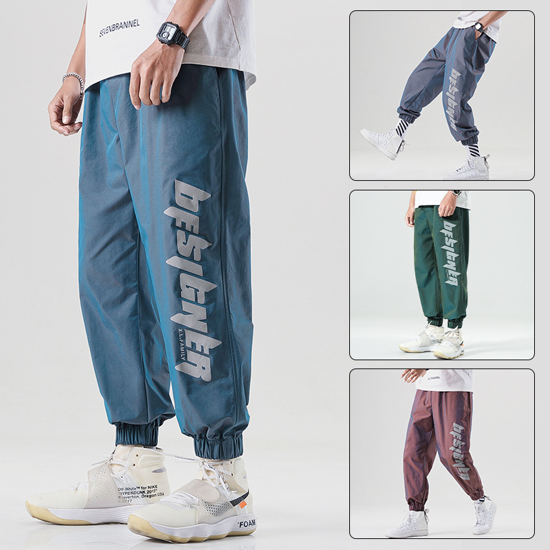 

2021 Bright Reflecting Laser Surface Male General Bib National Colored Gradient Casual Colour Capri Pants Harun Ank 8cgz, Red