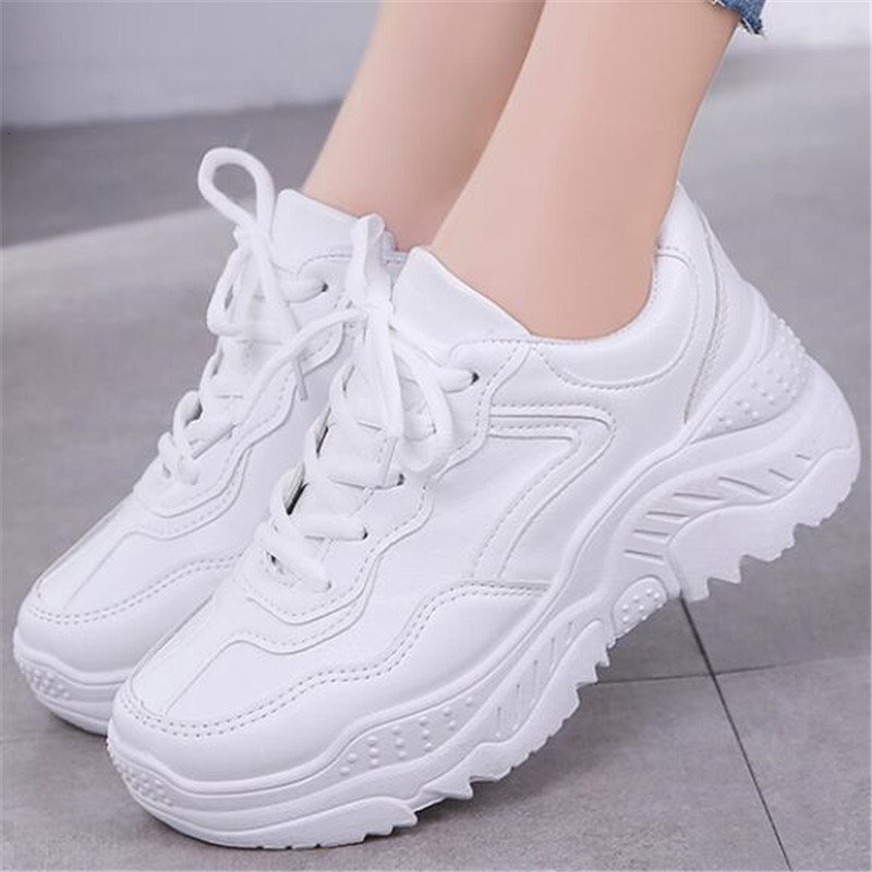 

Female 2021 New Fashion Vulcanized Comfortable Round-headed Women's Lace Ladies Up to Shoes D652, White