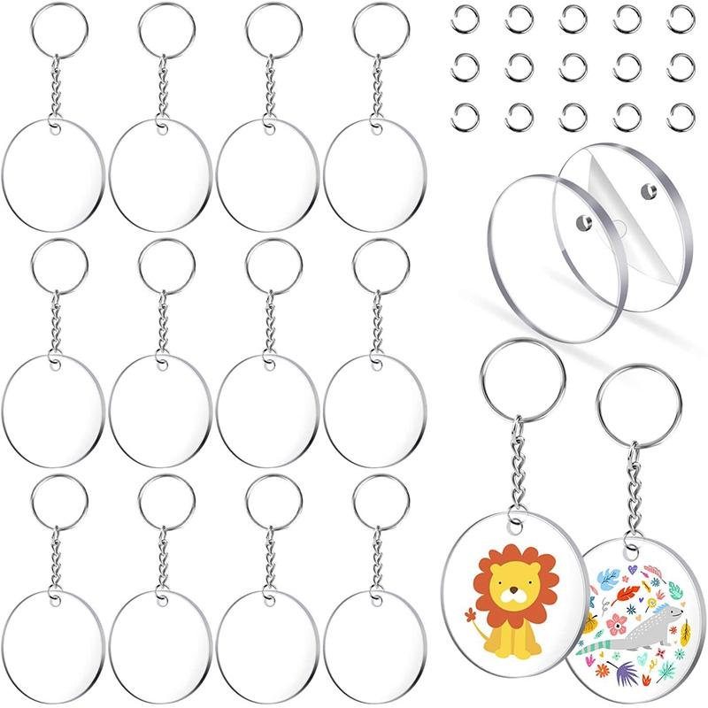 

Acrylic Keychain Blanks, 108Pcs Clear Keychains for Vinyl Kit Including 36Pcs Acrylic Blanks,Jump Rings for DIY Keychain