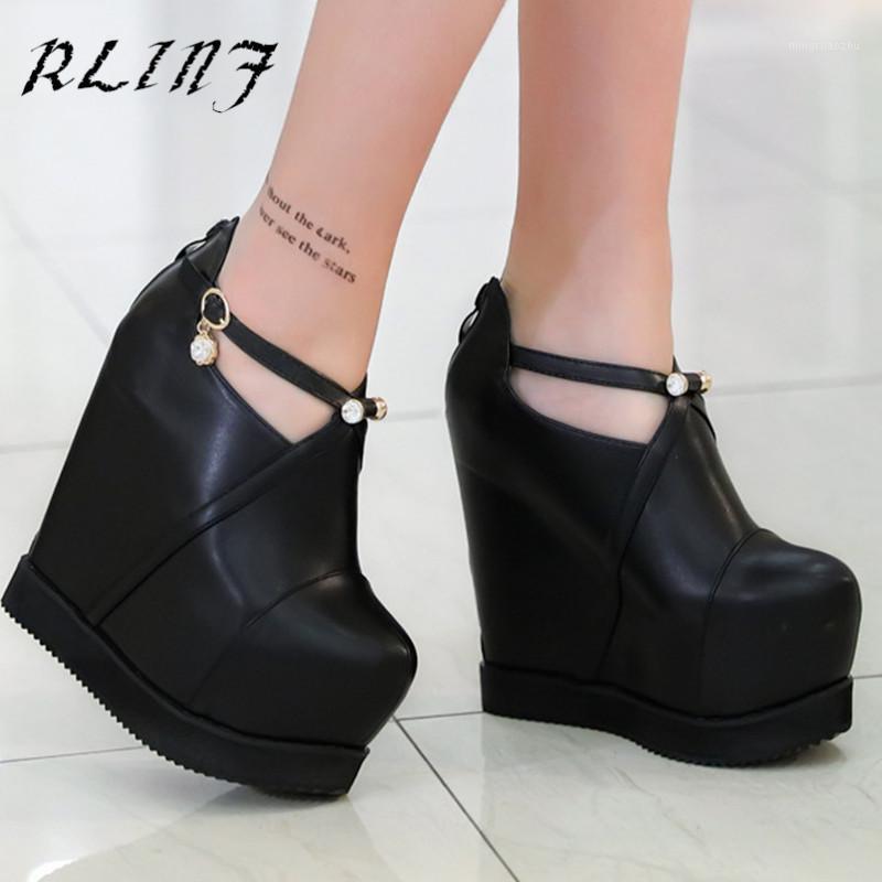 

RLINF Thick Bottom 2020 Autumn and Winter New Sexy Inner Increase Female Ankle Boots Women1, Black