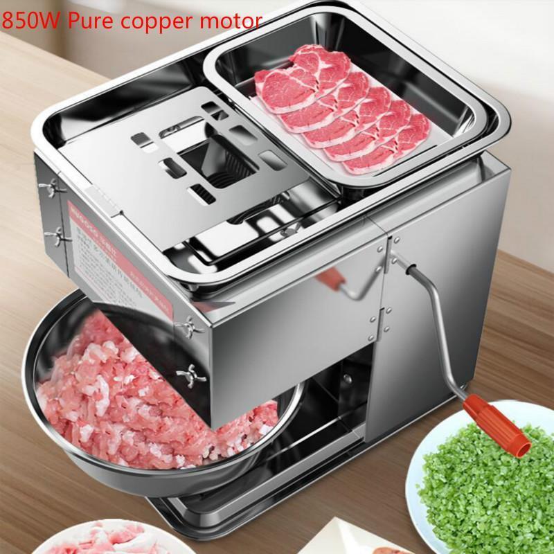 

New 850W Commercial Electric Meat Cutter Pure copper motor Fast slicer Automatic vegetable cutter Stainless steel meat grinder1